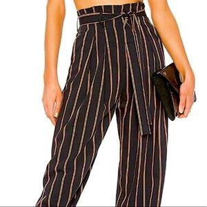 Vince Black and Brown Striped Trousers